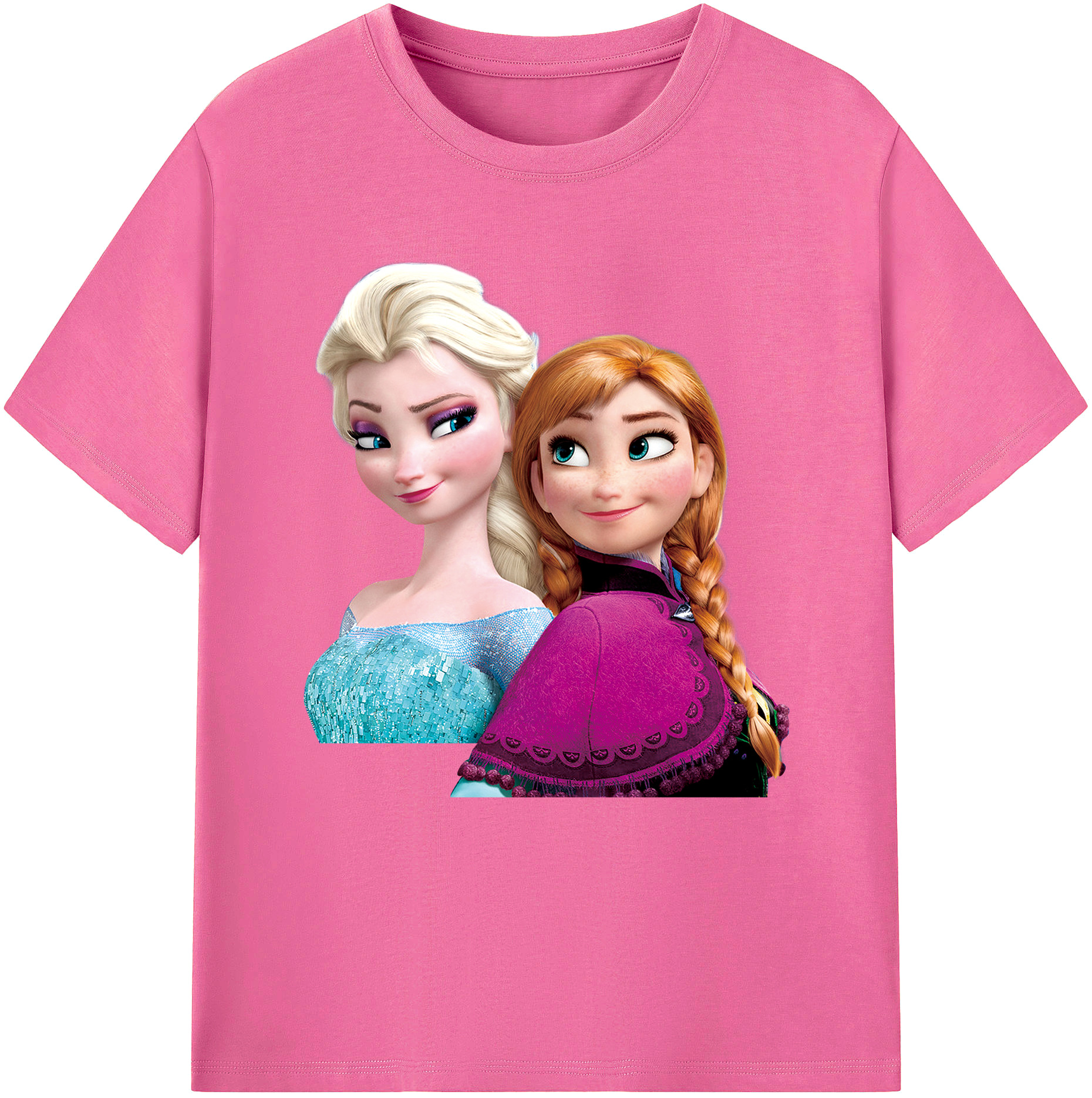 （画像用） アナと雪の女王 アンナ エルサ Frozen Anna Elsa レディースカジュアルプリントTシャツ（綿100％）